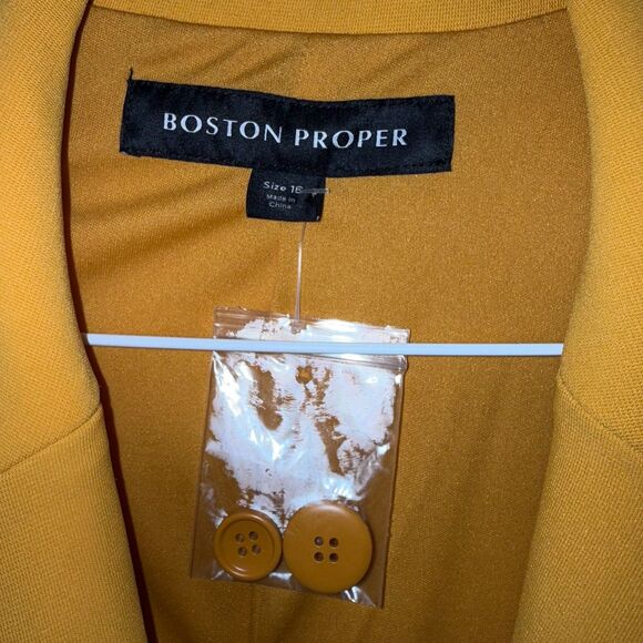 Boston Proper Beyond Travel Classic Boyfriend Blazer - Marigold 16 - Picture 3 of 7